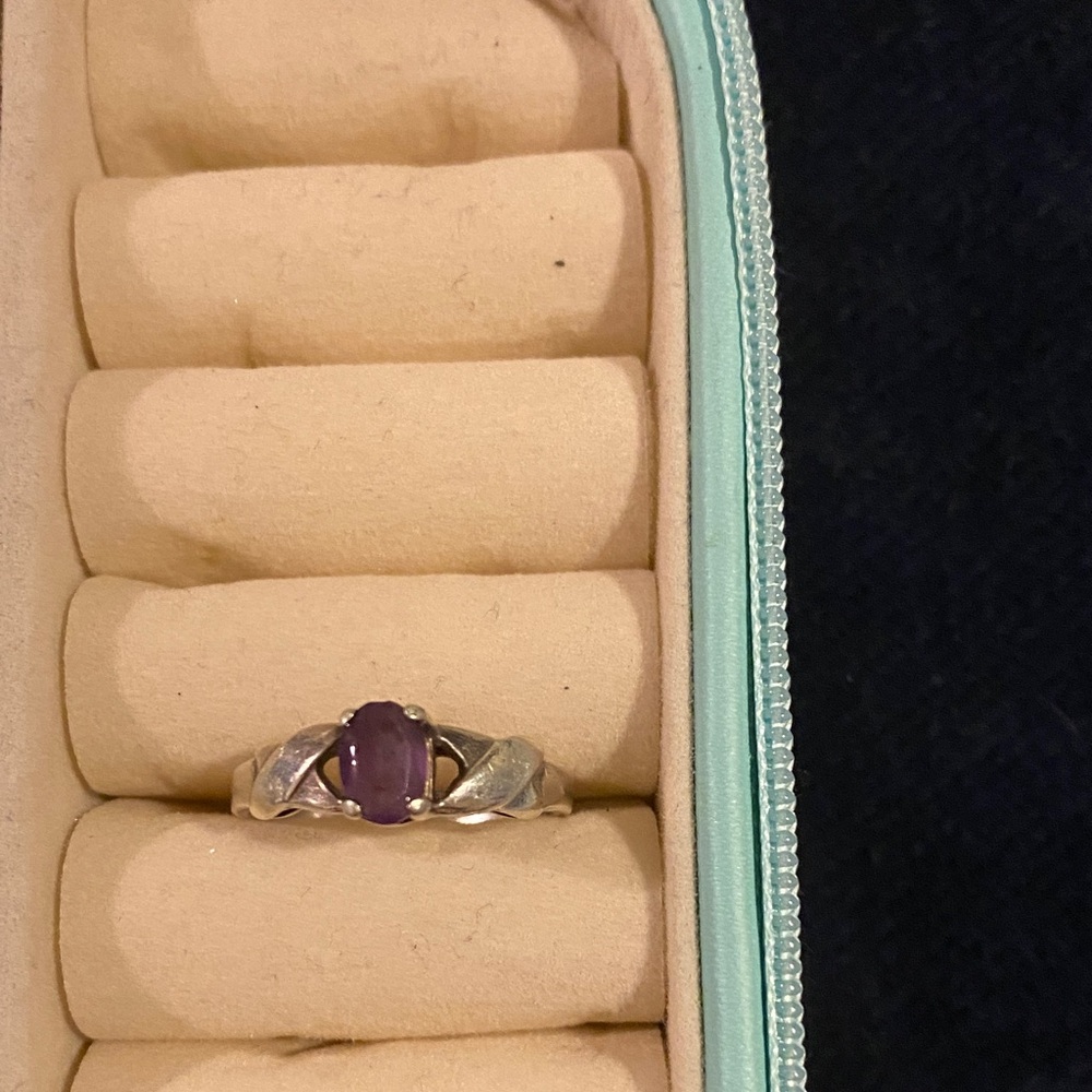 925 Sterling Silver and Purple Stone